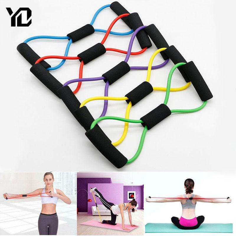 TPE 8 Word Fitness Yoga Gum Resistance Rubber Bands Fitness Elastic Band Fitness Equipment Expander Workout Gym Exercise Train - 🇦 🇵 🇪 🇷 🇴 🇩 🇪 🇦 🇱 🇸