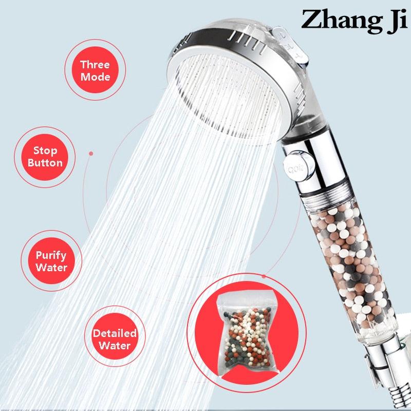 ZhangJi 3 Modes Adjustable High Pressure Shower Head Tourmaline Replaceable Filter SPA Shower Water Saving Switch Button Shower - 🇦 🇵 🇪 🇷 🇴 🇩 🇪 🇦 🇱 🇸