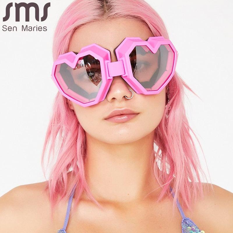 Heart Shaped Goggle Sunglasses One Piece Women Sunglasses Oversized Gradient Lens Brand Designer Eyeglass Oculos De Sol Feminino - 🇦 🇵 🇪 🇷 🇴 🇩 🇪 🇦 🇱 🇸